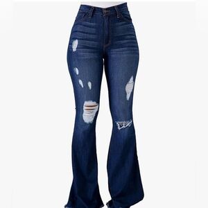 Bell Bottoms Flare Jeans High Waist Ripped Distressed Wide Leg High Rise